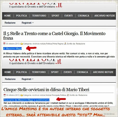 OrvietoSi, quotidiano d'opinione avverso al M5S che appoggia chi tenta d'infiltrare il MoVimento