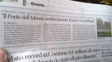 Proposta M5S sulla toponomastica (il nome) del ponte dell'Adunata (e relative polemiche della sinistra distratta dalle primarie)