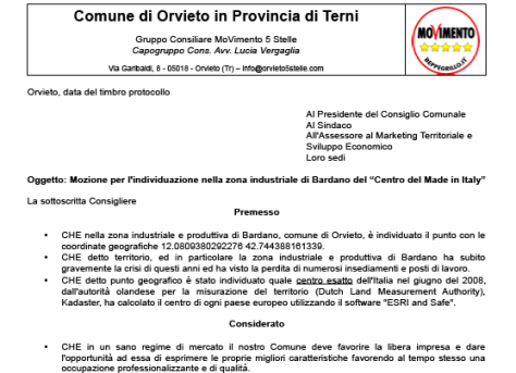 mozione centro del made in italy